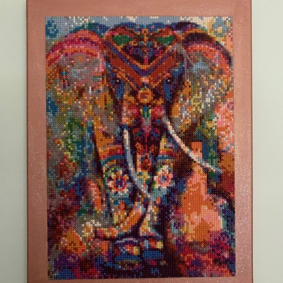 NEW Elephant Dimaond Art on 12 x 16" Stretched Canvas - Picture 1 of 9